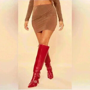 PrettyLittleThings Women’s Petite Taupe Slinky Micro Mini‎ Skirt Size 4
